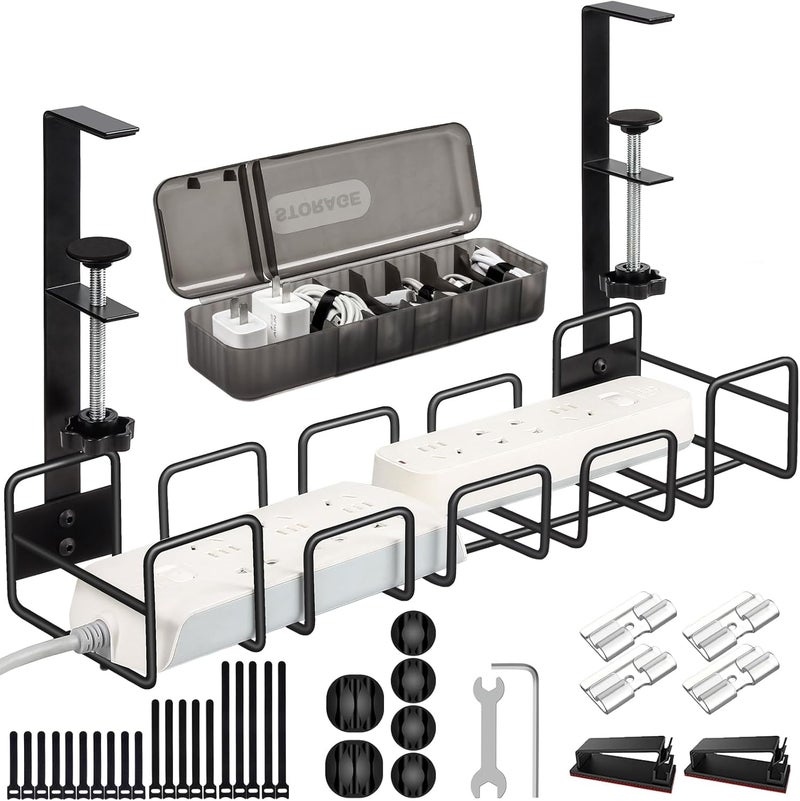 Oneleaf Under Desk Cable Management Tray - No Drill Wire Management Rack for Office, Computer Desk Accessories with Cable Organization - Image 1